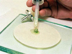 Applying a blob of diamond paste